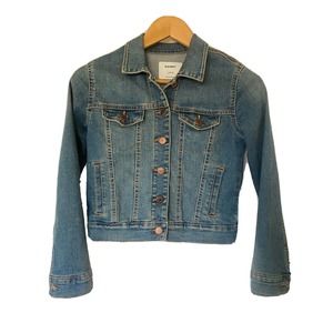 Old Navy Kids Girl Denim Tucker jean Jacket Blue Button Down Long Sleeve…